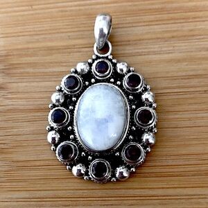 $89 Estate Sterling Silver Drop Pendant Marked India 925